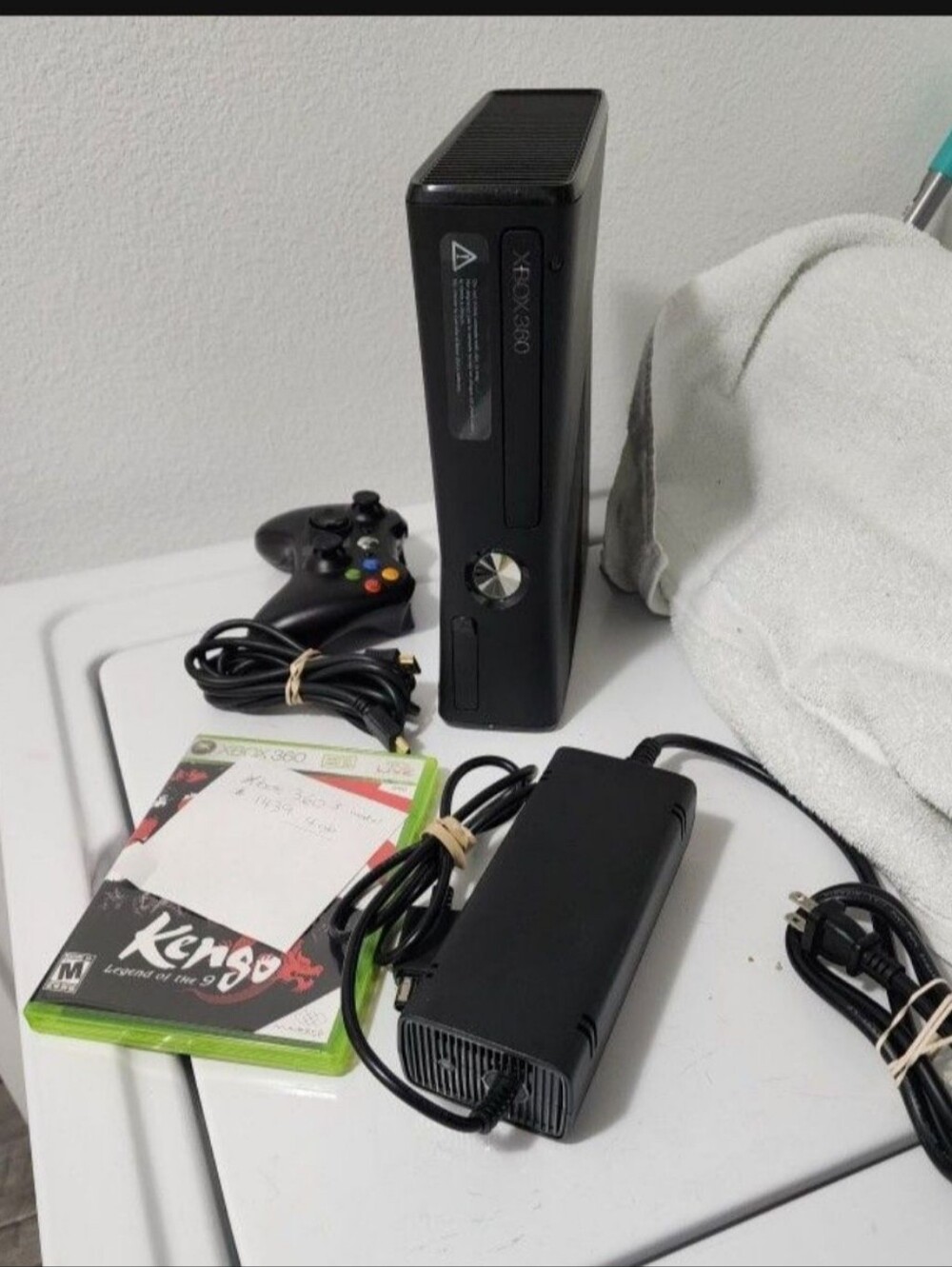 Xbox 360 S Slim Black Console Bundle with Controller and Power Supply
